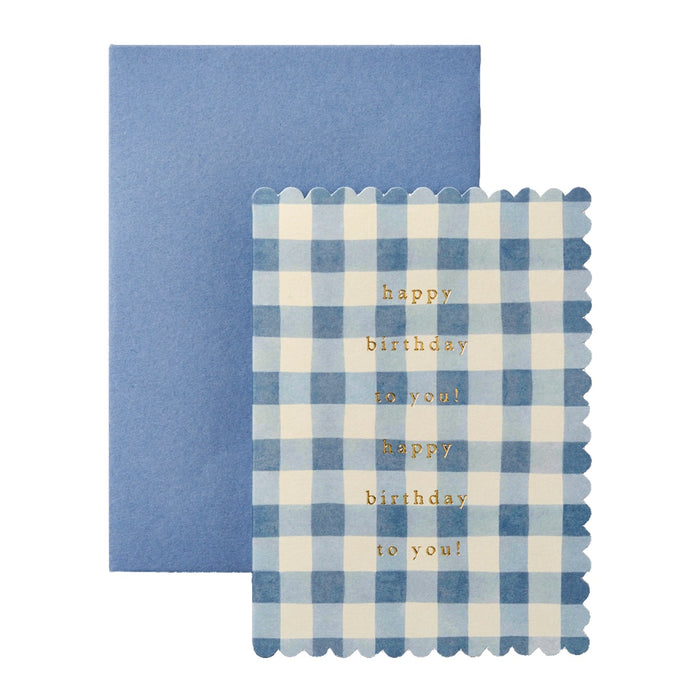 Greeting Card - Sky Blue Gingham Birthday