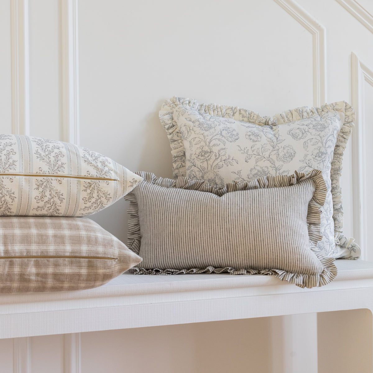 William Check Pillow Cover - Taupe - 22" x 22"