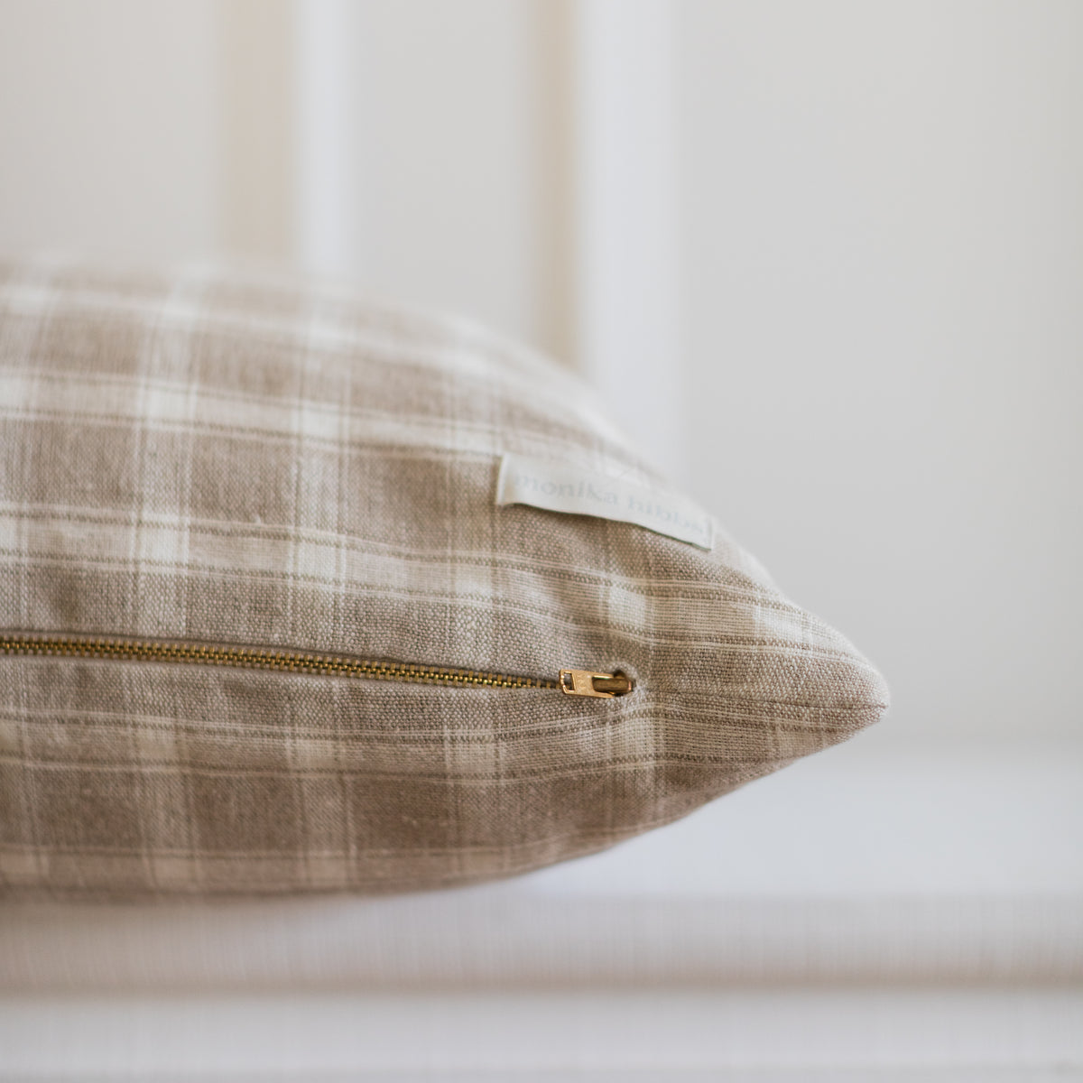 William Check Pillow Cover - Taupe - 22" x 22"