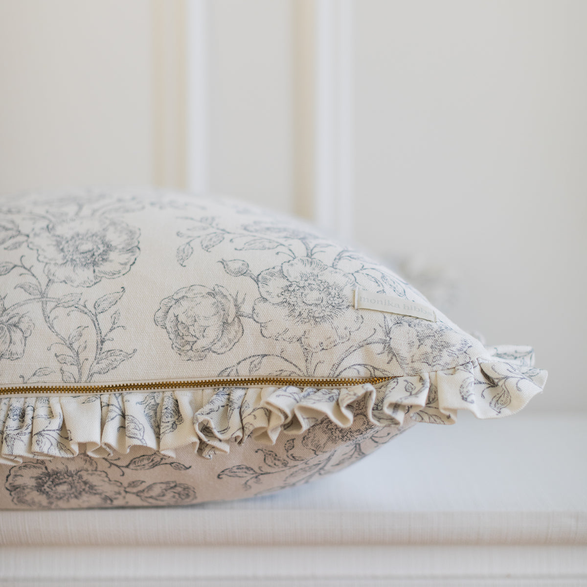 Ruffled Mabel Pillow Cover - French Blue - 22" x 22"