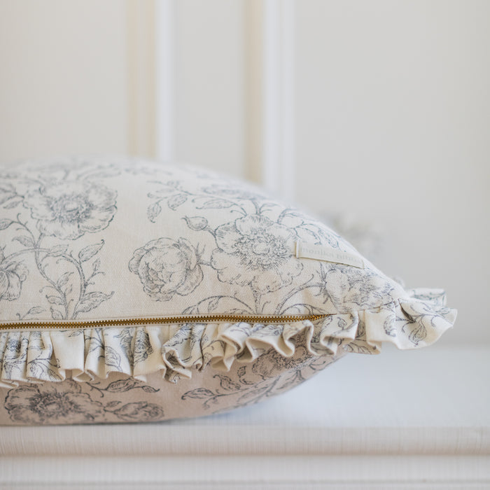 Ruffled Mabel Pillow Cover - French Blue - 22" x 22"