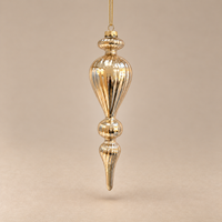 Soft Gold Glass Drop Spindle Ornament