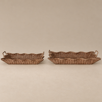 Birdie Scalloped Rattan Trays