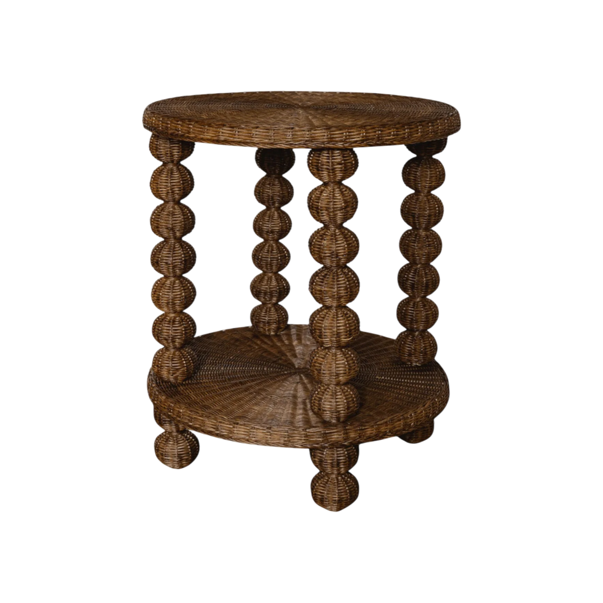 Bobbin Side Table - Round Teak