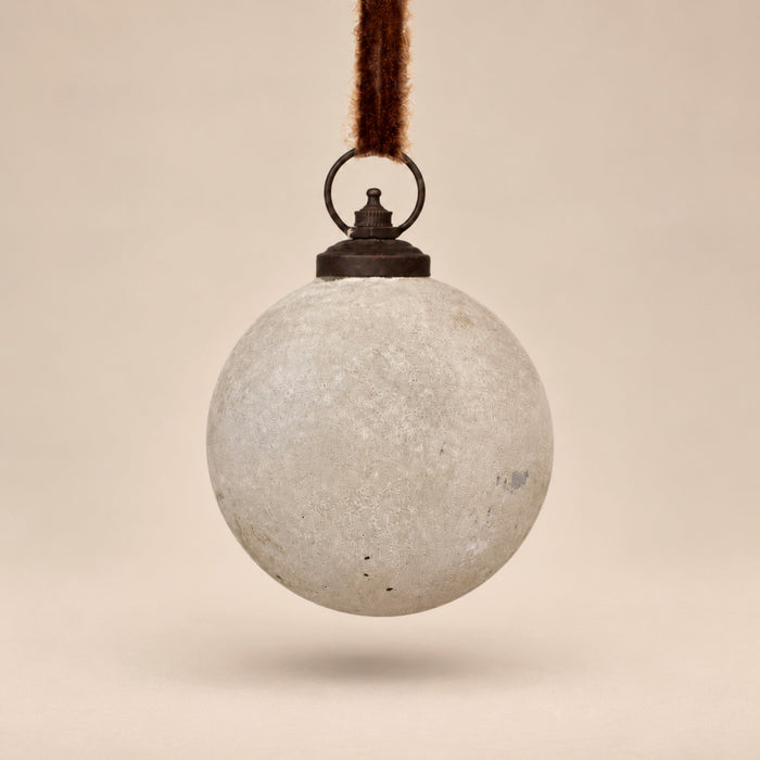 Powdered Silver Glass Ball Ornaments