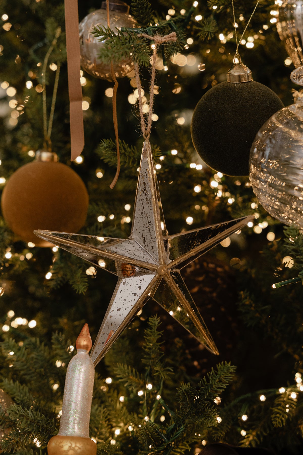 Silver Star Mirrored Glass Ornament