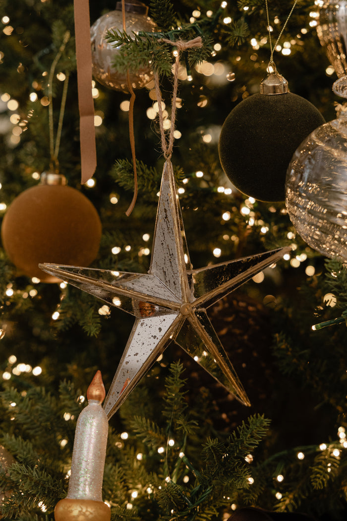 Silver Star Mirrored Glass Ornament
