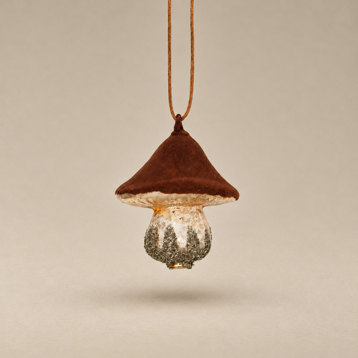Velveteen Glass Mushroom Ornament