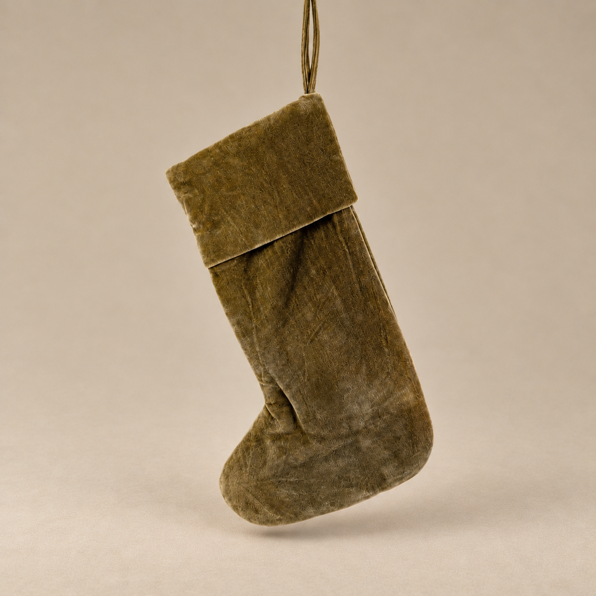 Winter Olive Velvet Stocking