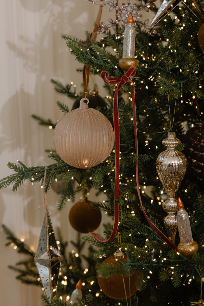 Soft Gold Glass Drop Spindle Ornament