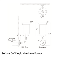 Embers 20" Single Hurricane Sconce
