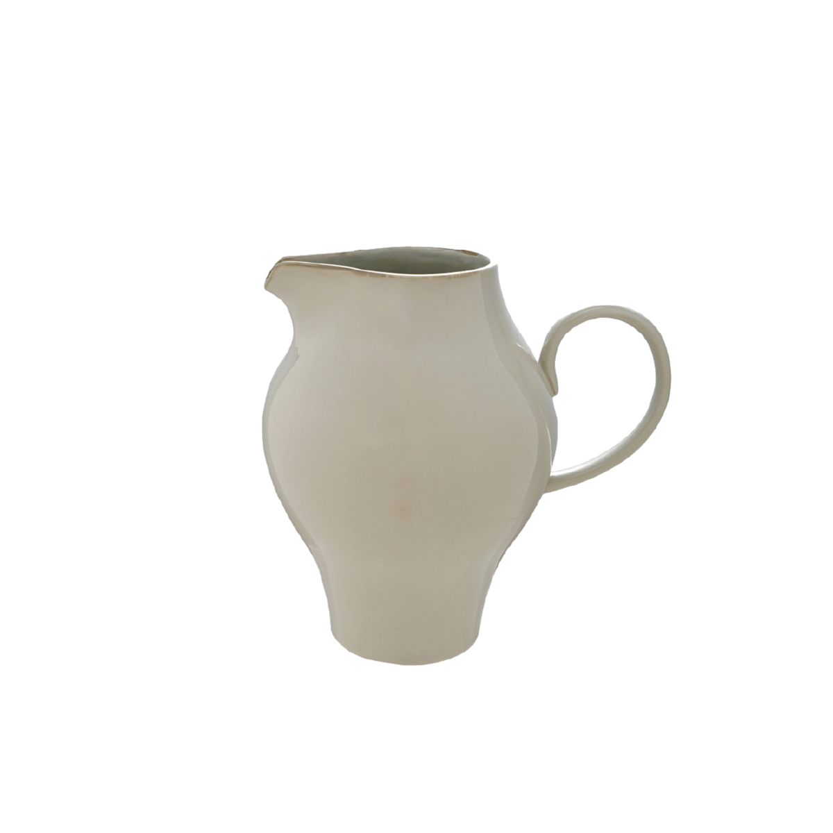 Beige ceramic pitcher on a white background