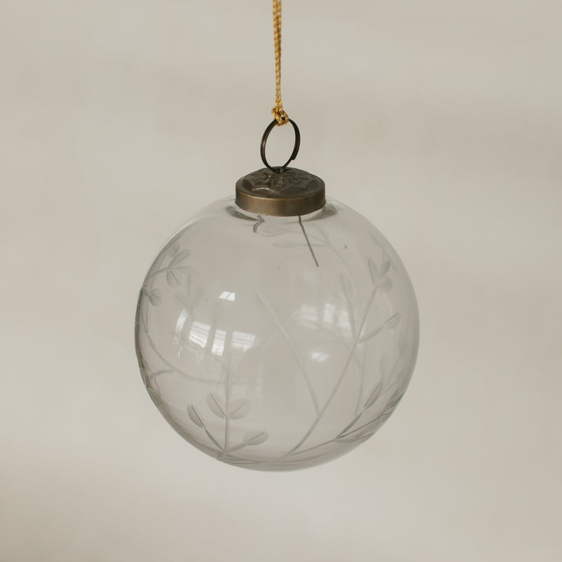 Ivy Etched Glass Ornament