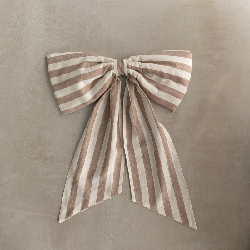 Oversized Cotswold Bow - Linen Stripe
