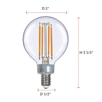Candelabra Clear Globe Bulb 4 Watt LED Dimmable G16 2700K