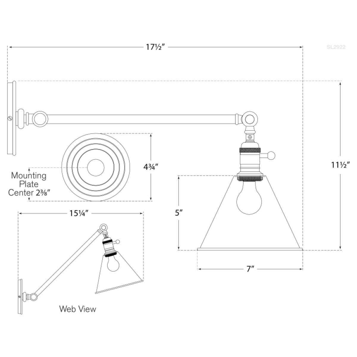 ADD CULUMN / アドカラム FIGRE BOSTON Boston Functional Single Arm Library Light – Acres Market & Interiors